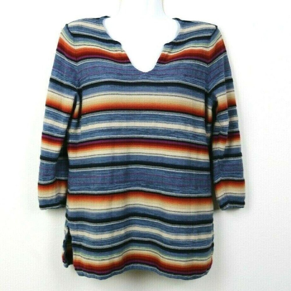 Lauren Jeans Co Womens Blouse Linen Cotton Striped